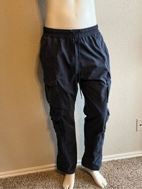 PacSun Men's Charcoal Cargo Pants with Drawstring Waist